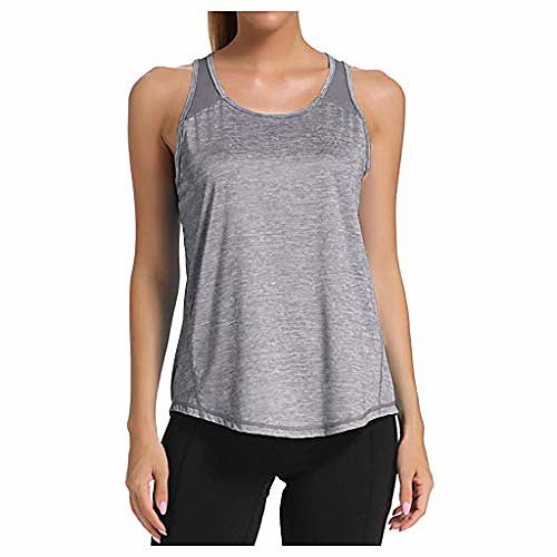 

women's workout tops mesh racerback tank yoga shirts gym clothes summer basic casual loose tank top gray