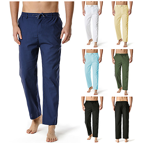 

Men's Chino Home Pants Pants Solid Colored Full Length ArmyGreen White Black Khaki Navy Blue