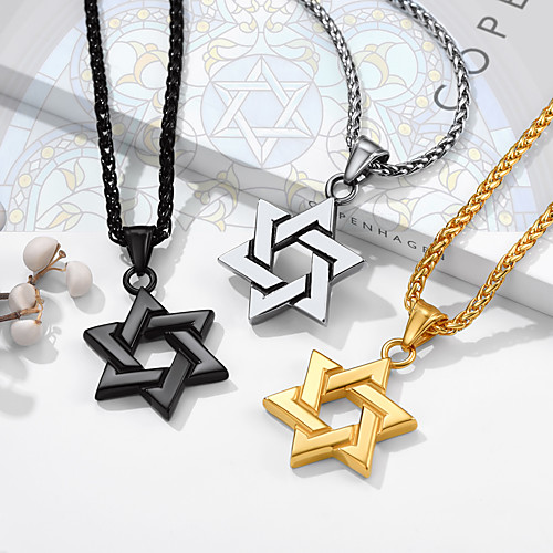 

Men's Women's Pendant Necklace Necklace Classic Star of David Fashion Classic Titanium Steel Black Gold Silver 555 cm Necklace Jewelry 1pc For Christmas Gift Formal Birthday Party Festival