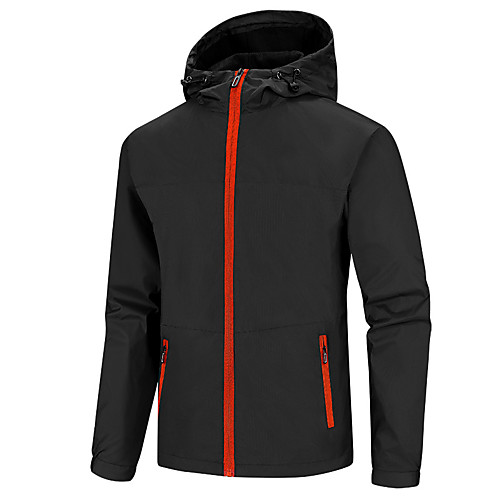 

Men's Hiking Softshell Jacket Hiking Windbreaker Winter Outdoor Solid Color Lightweight Windproof Breathable Quick Dry Jacket Hoodie Top Full Length Visible Zipper Fishing Climbing Beach Black Blue