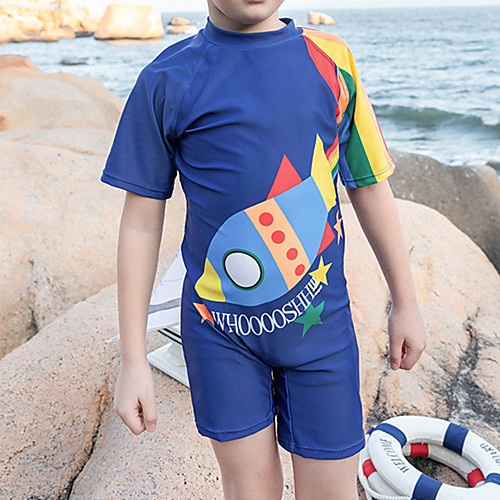 

Boys' Girls' Diving Rash Guard One Piece Swimsuit Rash Guard Swimwear Diving Suit UV Sun Protection Quick Dry Short Sleeve Back Zip - Swimming Diving Surfing Painting Summer / Kid's