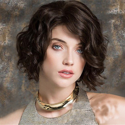 

Synthetic Wig Curly Asymmetrical Wig Short Black / Brown Synthetic Hair Women's Party Fashion Comfy Black Brown
