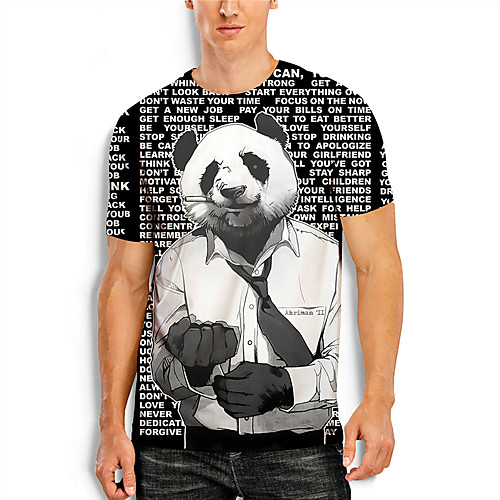 

Men's T shirt 3D Print Graphic Animal 3D Print Short Sleeve Daily Tops Basic Casual White