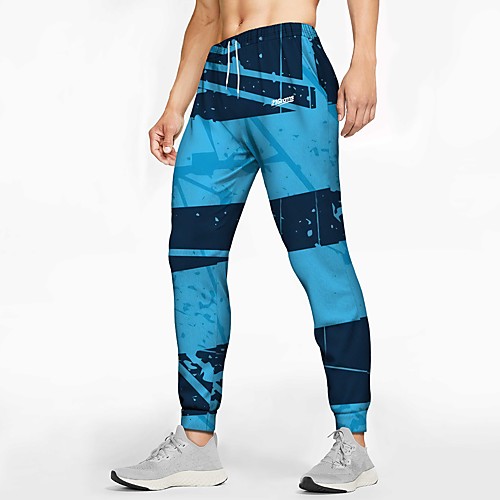 

21Grams Men's Sweatpants Joggers Jogger Pants Athletic Bottoms Drawstring Winter Fitness Gym Workout Running Training Exercise Breathable Soft Sweat wicking Sport Graffiti Blue / Micro-elastic