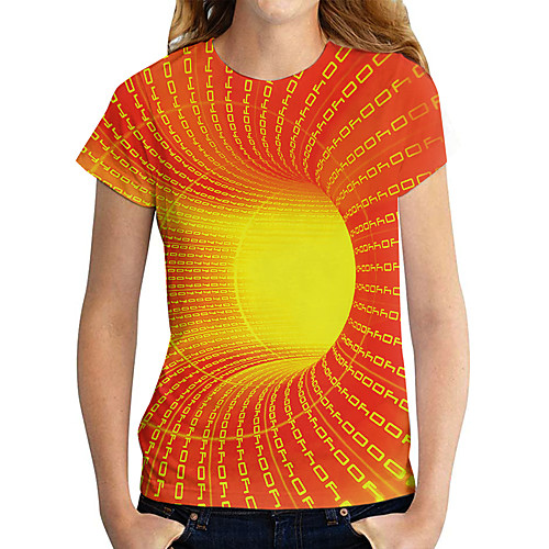

Women's T shirt Graphic 3D Print Round Neck Tops Basic Basic Top Red