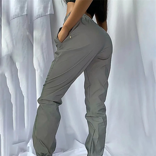 

Women's Simple Casual / Sporty Comfort Casual Weekend Jogger Pants Plain Short Pocket Elastic Drawstring Design Gray