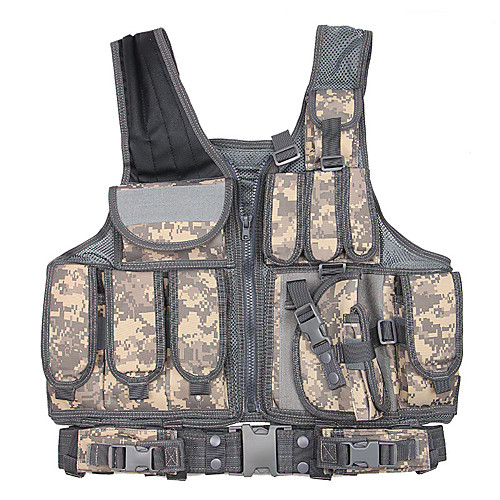 

Men's Hiking Vest / Gilet Hunting Gilet Military Tactical Vest Outdoor Waterproof UV Sun Protection Windproof Breathable Autumn / Fall Spring Summer Solid Colored Camo Top Nylon Camping / Hiking