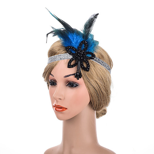 

Elegant Retro Fabric / Feathers Headpiece with Feather / Flower / Trim 1 Piece Party / Evening Headpiece