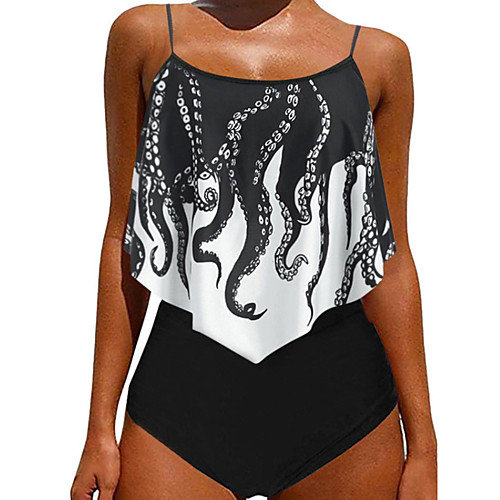 

Women's Tankini 2 Piece Swimsuit Slim Print Abstract Animal Lake Green Octopus Purple Octopus White octopus Red octopus Swimwear Padded Vest Strap Bathing Suits New Fashion Sexy