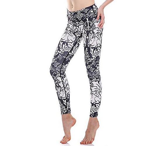 

Women's Casual Yoga Comfort Daily Gym Leggings Pants Animal Ankle-Length Patchwork Print Black