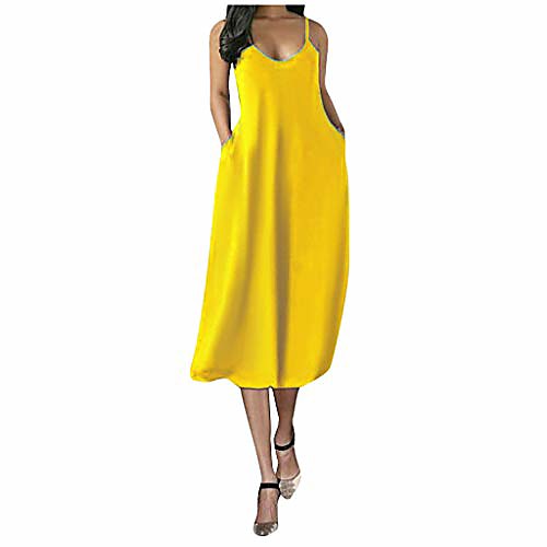 

aihihe plus size maxi dresses for women summer casual dress with pockets tie dye solid color v neck sleeveless dress