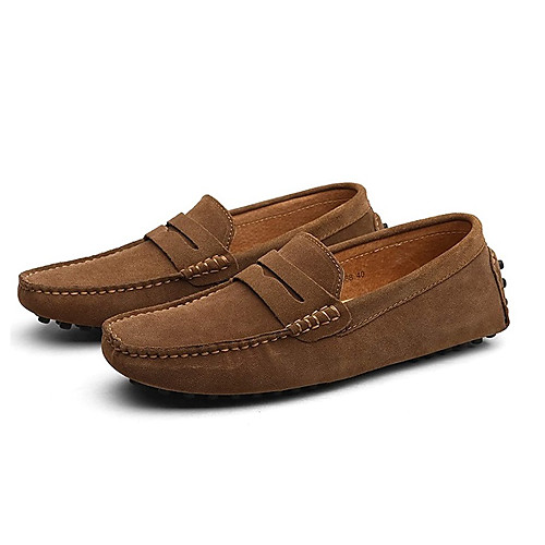 

Men's Loafers & Slip-Ons Suede Shoes Driving Shoes Light Soles Casual Outdoor Office & Career Walking Shoes Suede Non-slipping Wine Light Brown Black Spring Summer