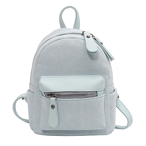 

Women's Canvas School Bag Mini Backpack Lightweight Zipper Daily Backpack Black Blue Sky Blue