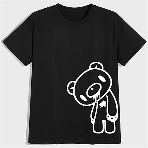 

Men's Unisex T shirt Hot Stamping Graphic Prints Toy Bear Plus Size Print Short Sleeve Daily Tops 100% Cotton Basic Fashion Classic Black