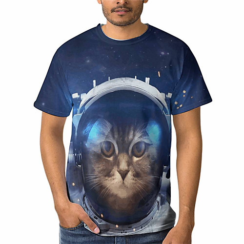 

Men's T shirt 3D Print Graphic Animal 3D Print Short Sleeve Daily Tops Basic Casual Blue