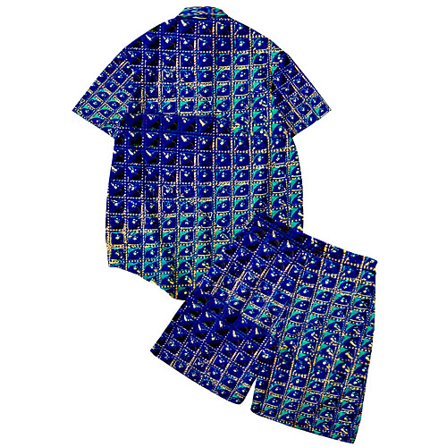 

Men's Shirt Suits 3D Print Optical Illusion Button-Down 3D Print Short Sleeve Street Tops Fashion Classic Breathable Comfortable Blue