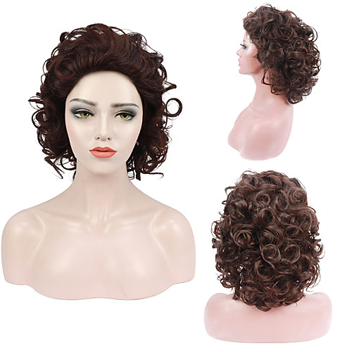 

Cosplay Costume Wig Synthetic Wig Body Wave Spiral Curl Short Bob Wig Light Brown Synthetic Hair For Women's Free Cap