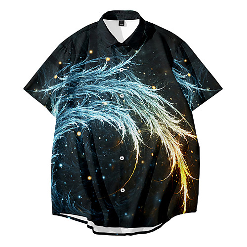

Men's Shirt 3D Print Lightning Button-Down 3D Print Short Sleeve Casual Tops Casual Fashion Breathable Comfortable Black