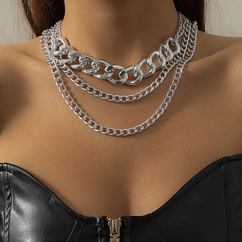 

Choker Necklace Chain Necklace Torque Women's Geometrical Artistic Simple Fashion Vintage Trendy Gold Silver 52,57,67 cm Necklace Jewelry 3pcs for Street Daily Holiday Club Festival Geometric
