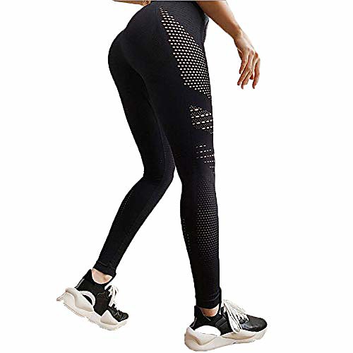 

Women's High Waist Seamless Leggings Gym Tight Yoga Pants Tummy Control Workout Leggings Fitness Shark, #92 Black, Large/X-Large