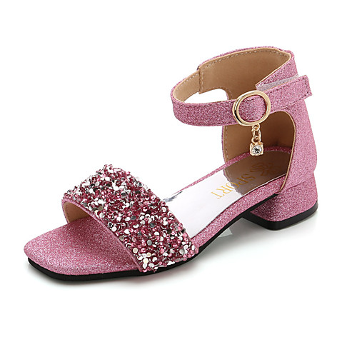 

Girls' Sandals Flower Girl Shoes Princess Shoes School Shoes Rubber PU Little Kids(4-7ys) Big Kids(7years ) Daily Party & Evening Walking Shoes Rhinestone Sparkling Glitter Sequin Black Pink Silver