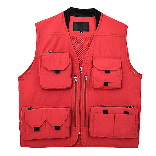 

Men's Hiking Vest / Gilet Fishing Vest Military Tactical Vest Sleeveless V Neck Vest / Gilet Jacket Top Outdoor Lightweight Breathable Quick Dry Sweat wicking Autumn / Fall Spring Polyester Solid