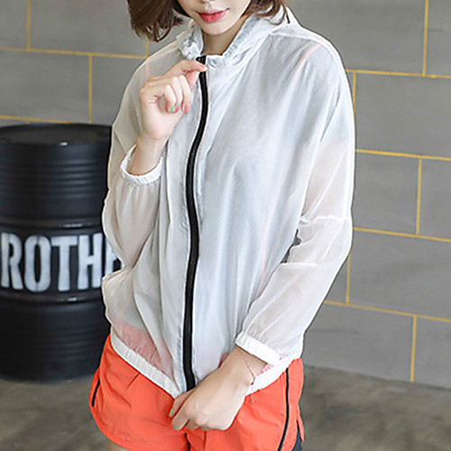 

Women's Solid Colored Basic Spring & Summer Jacket Regular Sports Long Sleeve Polyster Coat Tops White