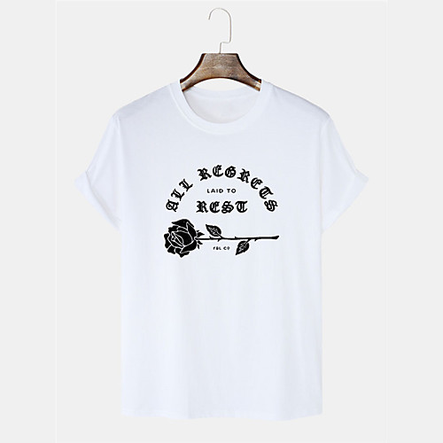 

Men's Unisex T shirt Hot Stamping Floral Graphic Prints Plus Size Print Short Sleeve Daily Tops 100% Cotton Basic Casual White Black Blushing Pink