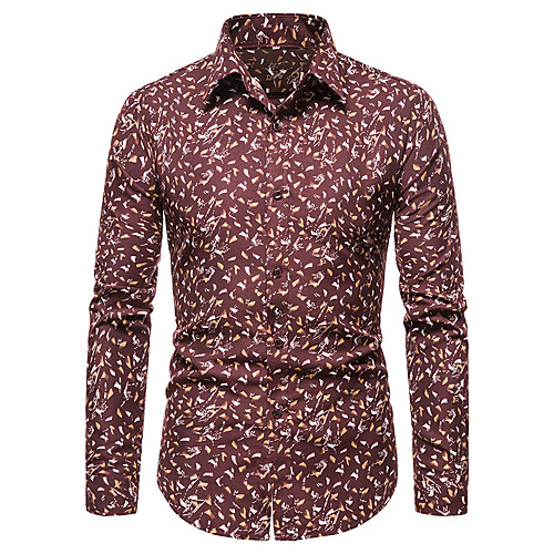 

Men's Shirt Graphic Long Sleeve Daily Tops White Wine Navy Blue