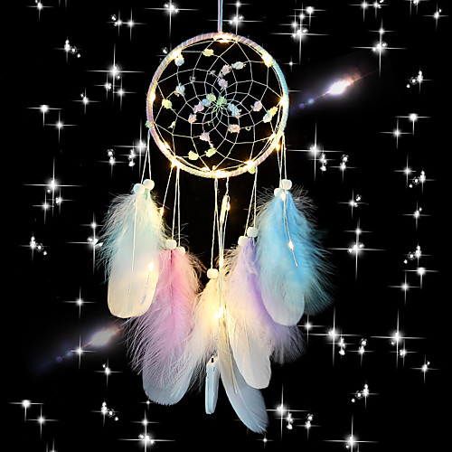 

Pink Dream Catcher Handmade Circle Design Dream Catcher Feather Hanging Home Decoration Ornament Festival Gift