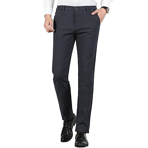 

Black / Dusty Blue Solid Colored Standard Fit Spandex / Polyester Suit - Notch Single Breasted One-button