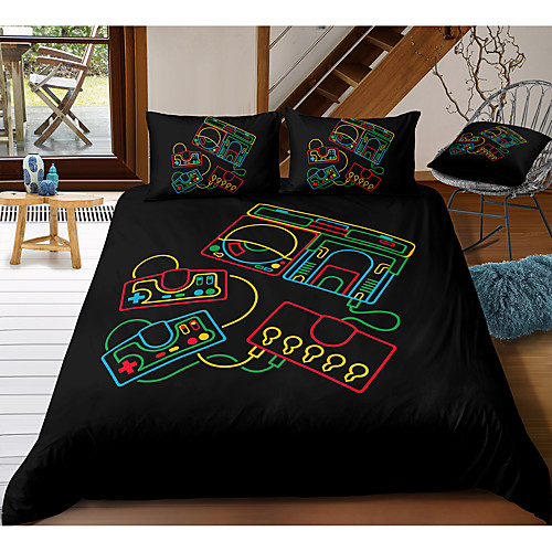 

Gamer 3-Piece Duvet Cover Set Hotel Bedding Sets Comforter Cover with Soft Lightweight Microfiber, Include 1 Duvet Cover, 2 Pillowcases for Double/Queen/King(1 Pillowcase for Twin/Single)