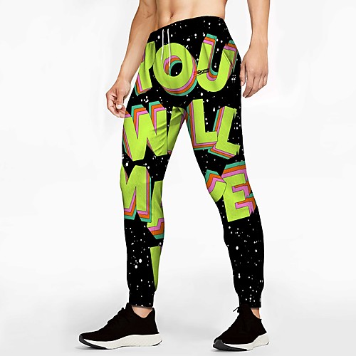 

21Grams Men's Sweatpants Joggers Jogger Pants Athletic Bottoms Drawstring Winter Fitness Gym Workout Running Training Exercise Breathable Soft Sweat wicking Sport Graffiti Black / Micro-elastic