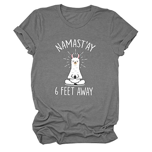 

llamastay 6 feet away shirt women funny llama graphic tee casual short sleeve tops shirt & #40;red, xl& #41;