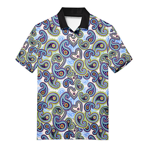 

Men's Polo 3D Print Cashew nuts Button-Down Print Short Sleeve Casual Tops Casual Fashion Soft Breathable Gray