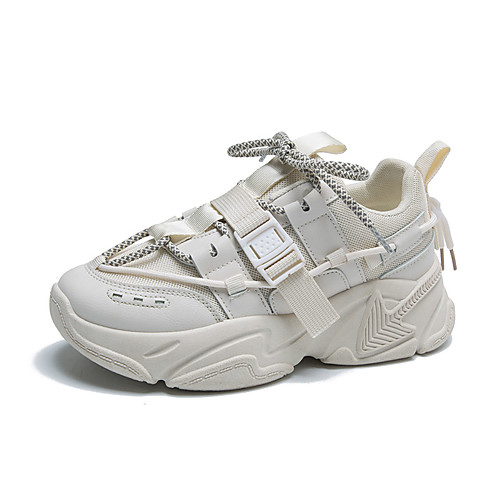 

Women's Trainers Athletic Shoes Chunky Heel Round Toe Classic Daily Mesh PU Solid Colored White Black Beige