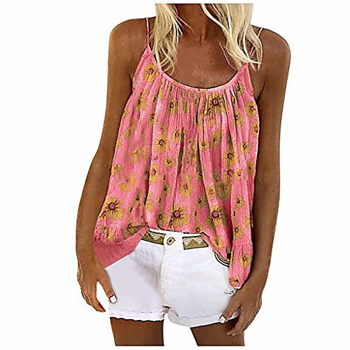 

meikosks floral camisole women's casual plus size sleeveless blouse fashion vest oversized tank tops red