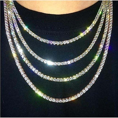 

Men's Women's Choker Necklace Necklace Hip Hop Zircon Chrome Golden Silver 21~50 cm Necklace Jewelry For Prom Street Birthday Party Festival