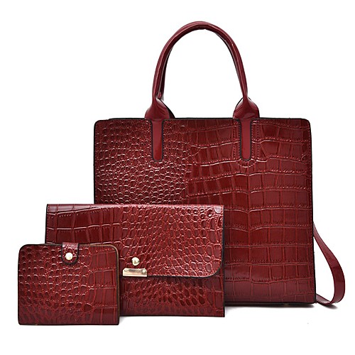 

Women's Bags Bag Set Date Office & Career Bag Sets Black Red Brown