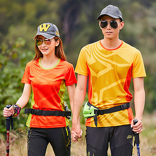 

Women's T shirt Hiking Tee shirt Short Sleeve Tee Tshirt Sweatshirt Top Outdoor Lightweight Breathable Quick Dry Sweat wicking Spring Summer Camo / Camouflage Female rose red Female orange Male orange