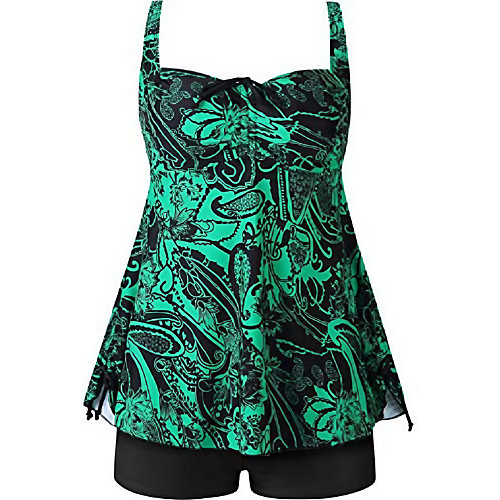 

Women's Tankini Swimwear Swimsuit Black Blue Green Plus Size Swimwear Bathing Suits / 2 Piece