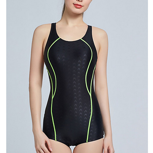 

Women's One Piece Diving Swimsuit Tummy Control Push Up Slim Solid Color Color Block Black Dark Blue Swimwear Bodysuit Scoop Neck Bathing Suits New Neutral Sports