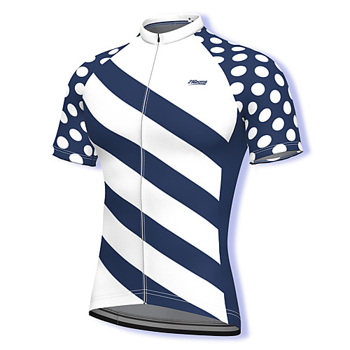 

21Grams Men's Short Sleeve Cycling Jersey Spandex White Polka Dot Stripes Bike Top Mountain Bike MTB Road Bike Cycling Breathable Quick Dry Sports Clothing Apparel / Athleisure