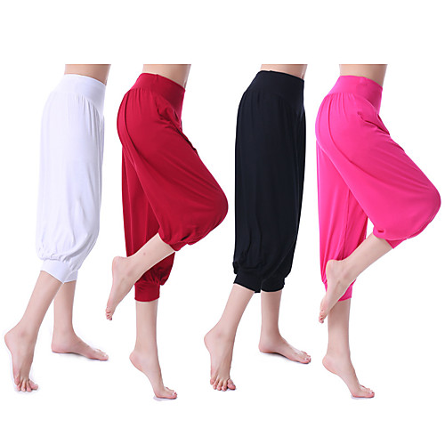 

Women's High Waist Yoga Pants Wide Leg Harem Bottoms Breathable Quick Dry Moisture Wicking Solid Color White Black Red Modal Cotton Yoga Fitness Gym Workout Winter Sports Activewear Micro-elastic