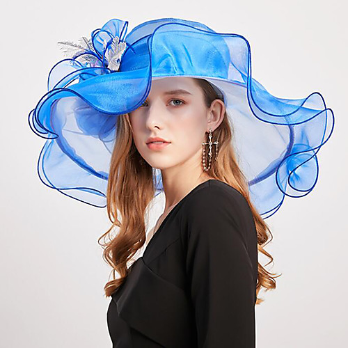 

Vintage Style Elegant Organza / Polyester / Polyamide Hats / Headwear / Straw Hats with Appliques / Flower / Split Joint 1 Piece Casual / Holiday Headpiece