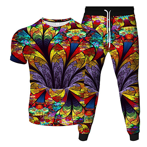 

Men's Women's 2 Piece Tracksuit Sweatsuit Street Casual Short Sleeve 2pcs Breathable Moisture Wicking Soft Gym Workout Running Jogging Training Exercise Sportswear Normal Outfit Set Clothing Suit