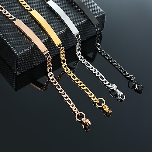 

Chain Bracelet Cuban Link Birthday Stylish Simple Classic Steel Bracelet Jewelry Rose Gold / Black / Gold For Gift