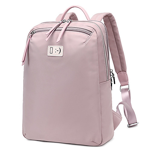 

Women's Oxford Cloth Rucksack Commuter Backpack Adjustable Large Capacity Zipper Solid Color School Daily Backpack Black Blushing Pink