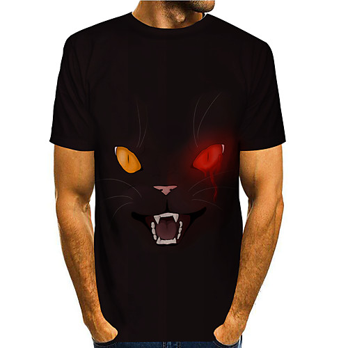 

Men's T shirt 3D Print Graphic Animal 3D Print Short Sleeve Daily Tops Basic Casual Black