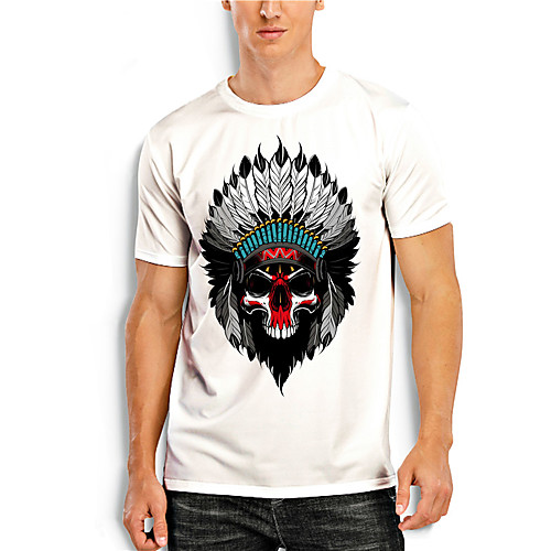 

Men's T shirt 3D Print Graphic Prints Skull Print Short Sleeve Daily Tops Casual Designer Big and Tall White